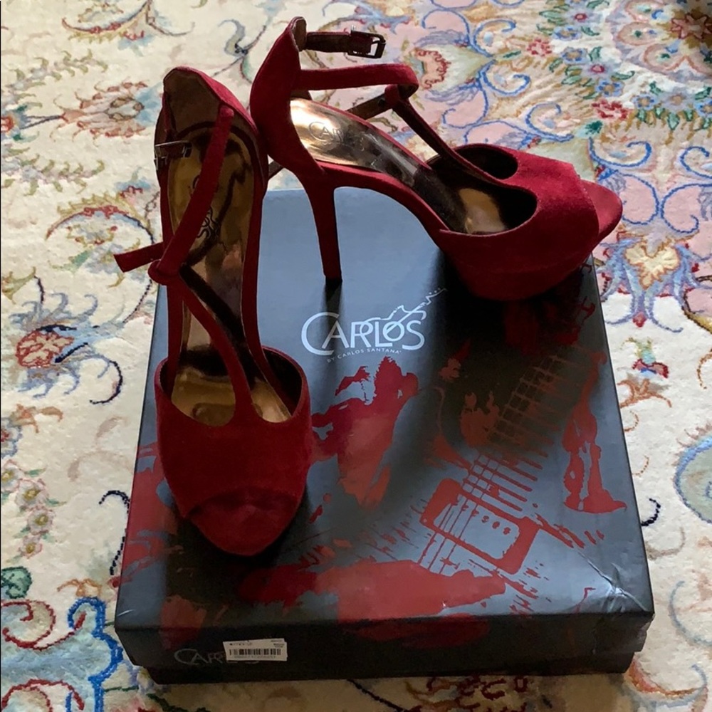 Sale ❗️Carlos Santana Red Suede Platform Heels